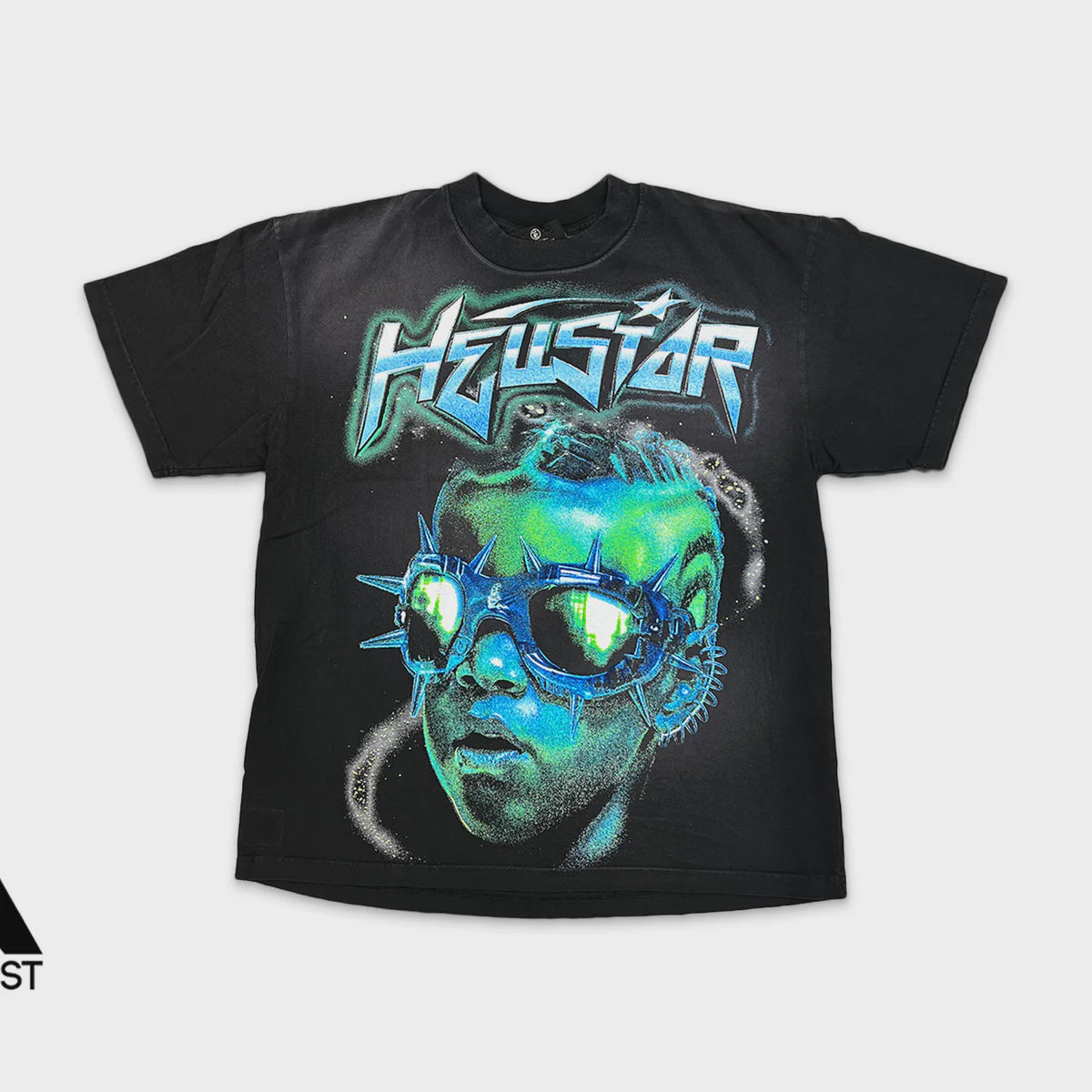 Black HELLSTAR Future Green Tee featuring a bold, futuristic design