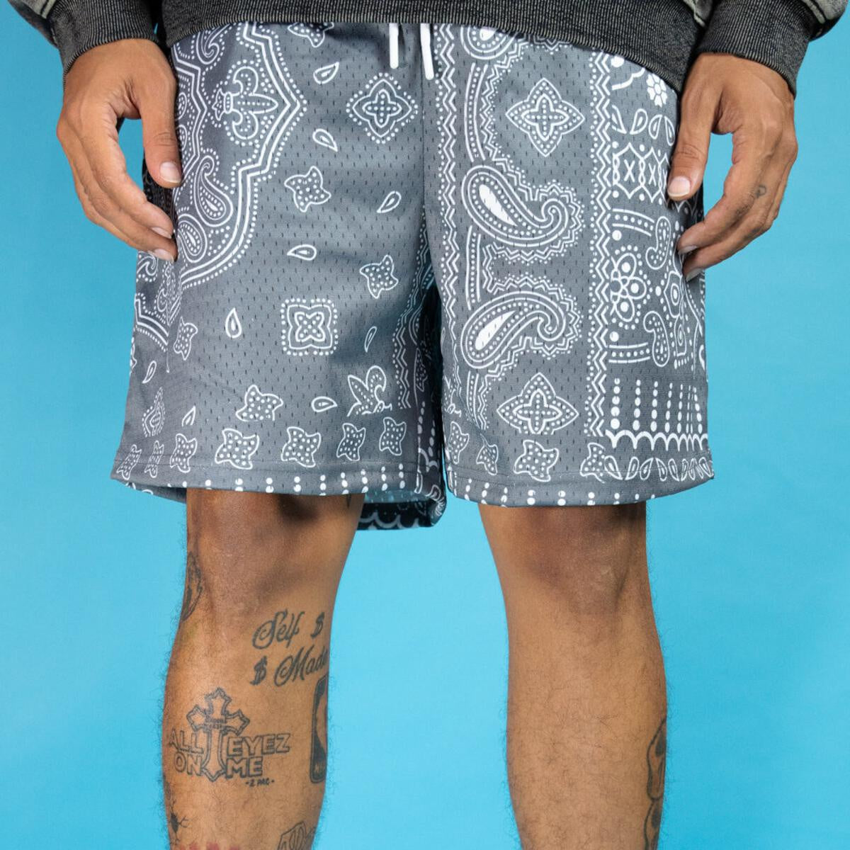 A pair of stylish and comfortable grey paisley shorts by The Edition Brand