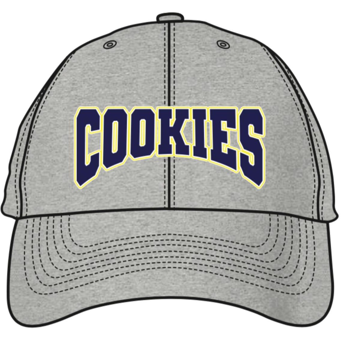 Stylish Cookies Double Up Cotton Heather Grey Dad Hat being worn by a model, featuring a relaxed fit and a versatile design perfect for casual, everyday wear