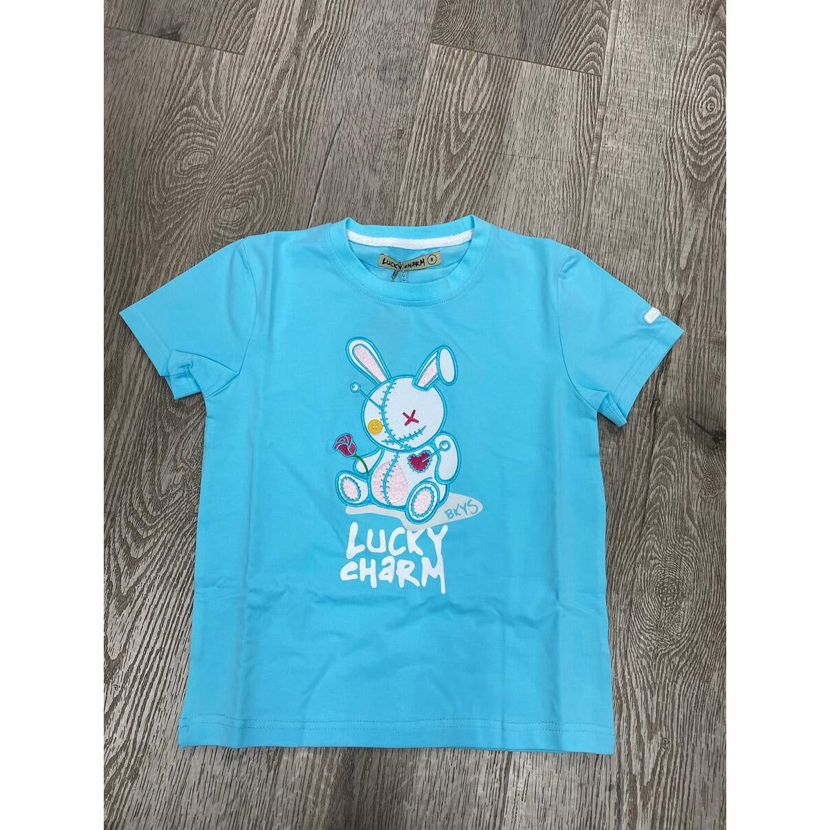 Black Keys BKYS Lucky Charm Sky Blue Tee with White Patch (BKT934) - stylish and comfortable shirt with a unique design