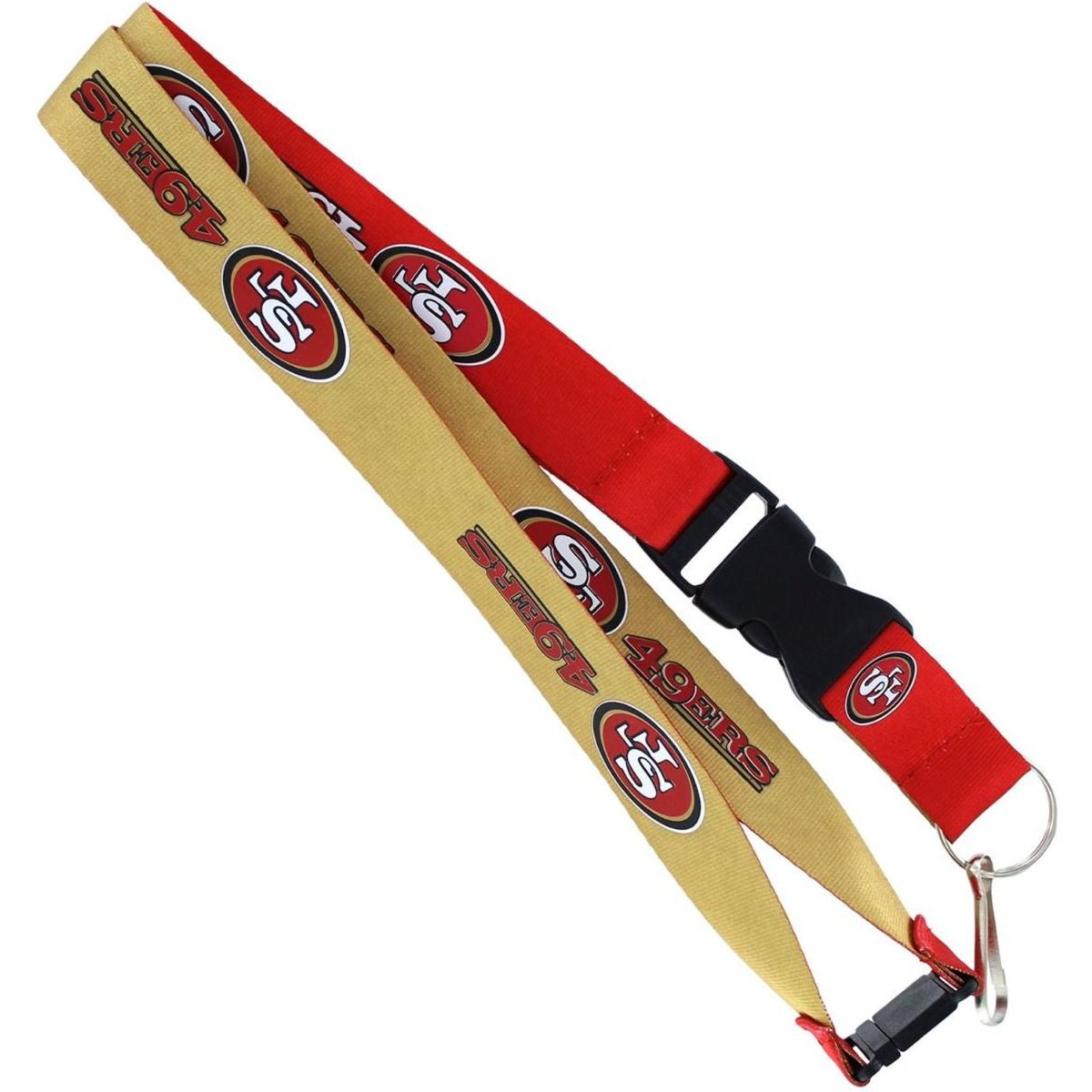 49ers Team Reversible Lanyard in Red and Gold, Officially Licensed NFL Product