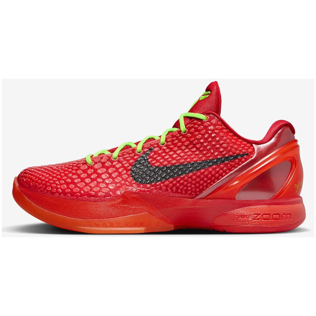 Nike Kobe 6 Protro - Reverse Grinch (FV4921-600) basketball shoes in vibrant green and red colorway with signature Kobe Bryant details