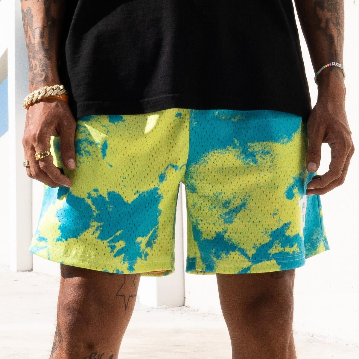 The Edition Brand DYE SHORT- Teal/Green, a stylish and comfortable shorts with a unique teal and green tie-dye pattern