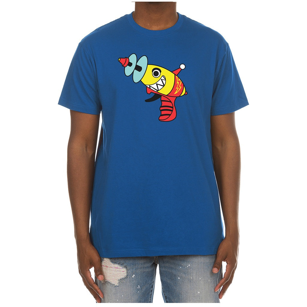 Close-up of BBC Turkish Sea BB Laser SS Tee (831-1206) with vibrant blue color and bold laser design, perfect for summer outings and casual wear