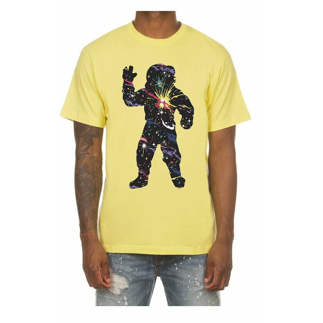 Yellow Cream BBC Cosmic Astro SS Tee, a stylish and vibrant graphic t-shirt