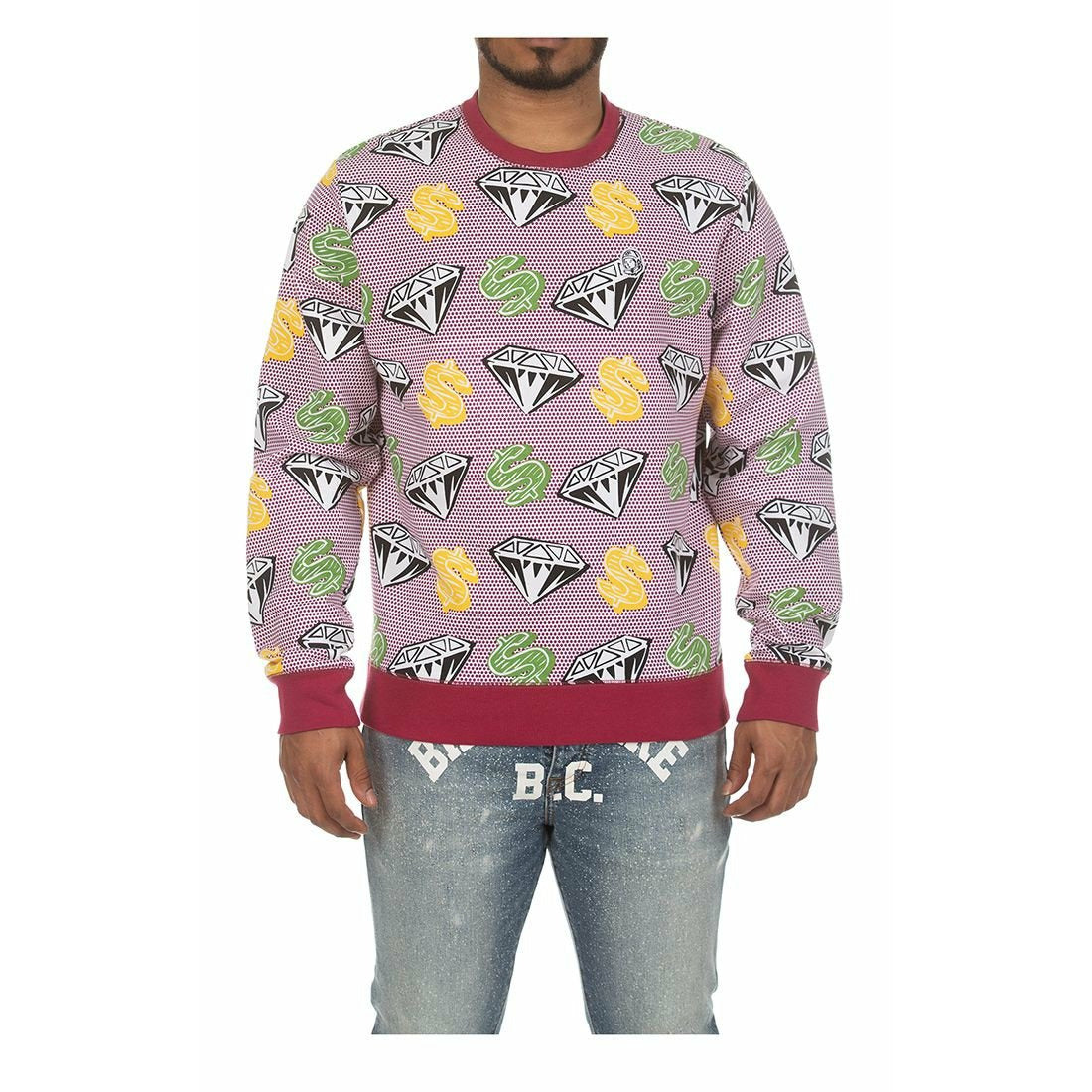 High-quality BBC Bleach White BB Diamond Dollar Crewneck (811-7305) showcasing unique design and detailing