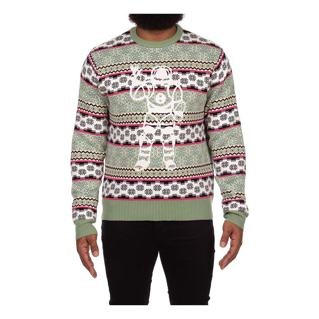 BBC Whisper White BB Greetings Sweater (831-8500) front view with ribbed cuffs and hem