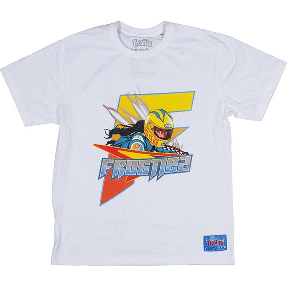 Close-up image of Frostiez Raceway SS White Tee with stylish design and logo (931-1203)