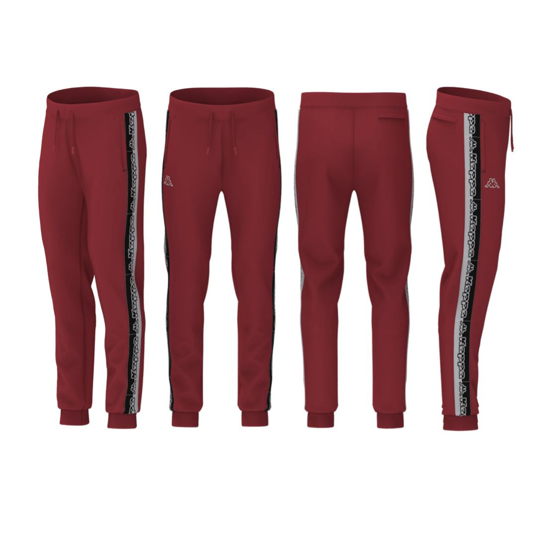 Kappa Logo Tape Danira Red/Grey/Black Joggers, stylish and comfortable activewear for women, featuring the iconic Kappa logo tape design