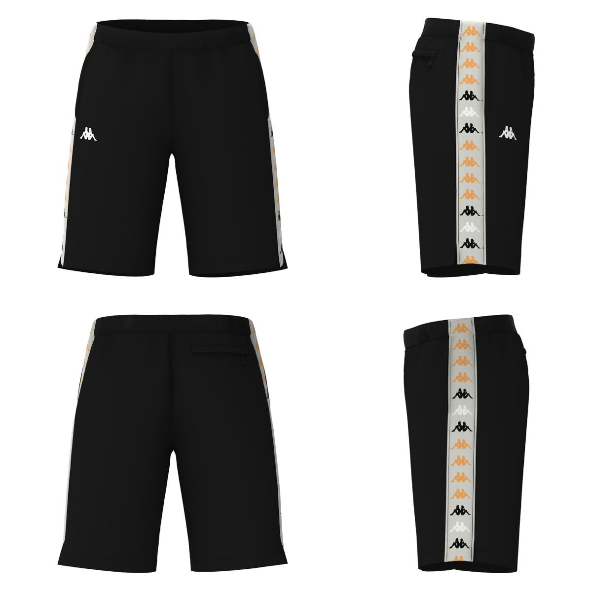 Black and grey Kappa 222 Banda Treadwellzin 2 Shorts with stylish design and comfortable fit for athletic activities