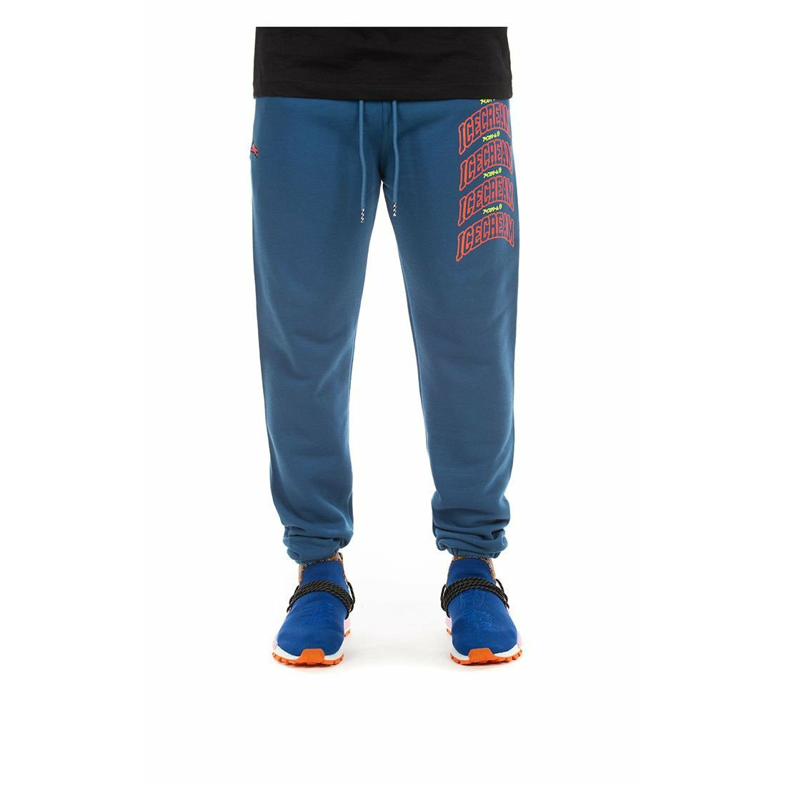 Dark blue joggers with a relaxed fit, comfortable for lounging