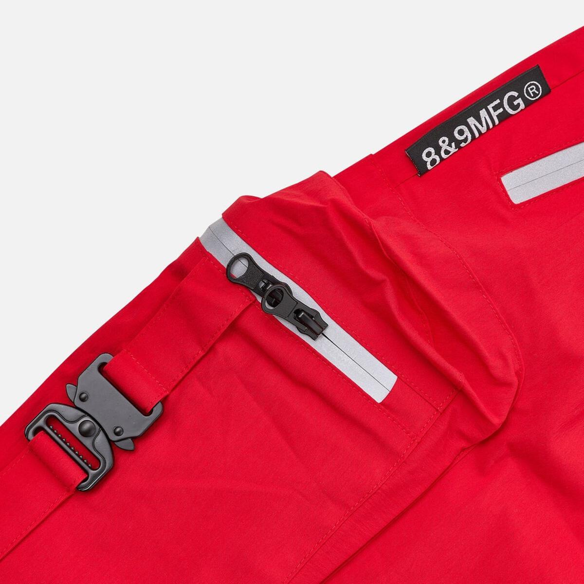 8&9 Red Combat Nylon Shorts w/3M Zippers (SHCOMRED3M)