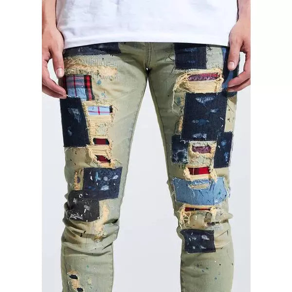 Embellish Silas Patches Tan Denim Jeans (EMBHOL21-1-19)