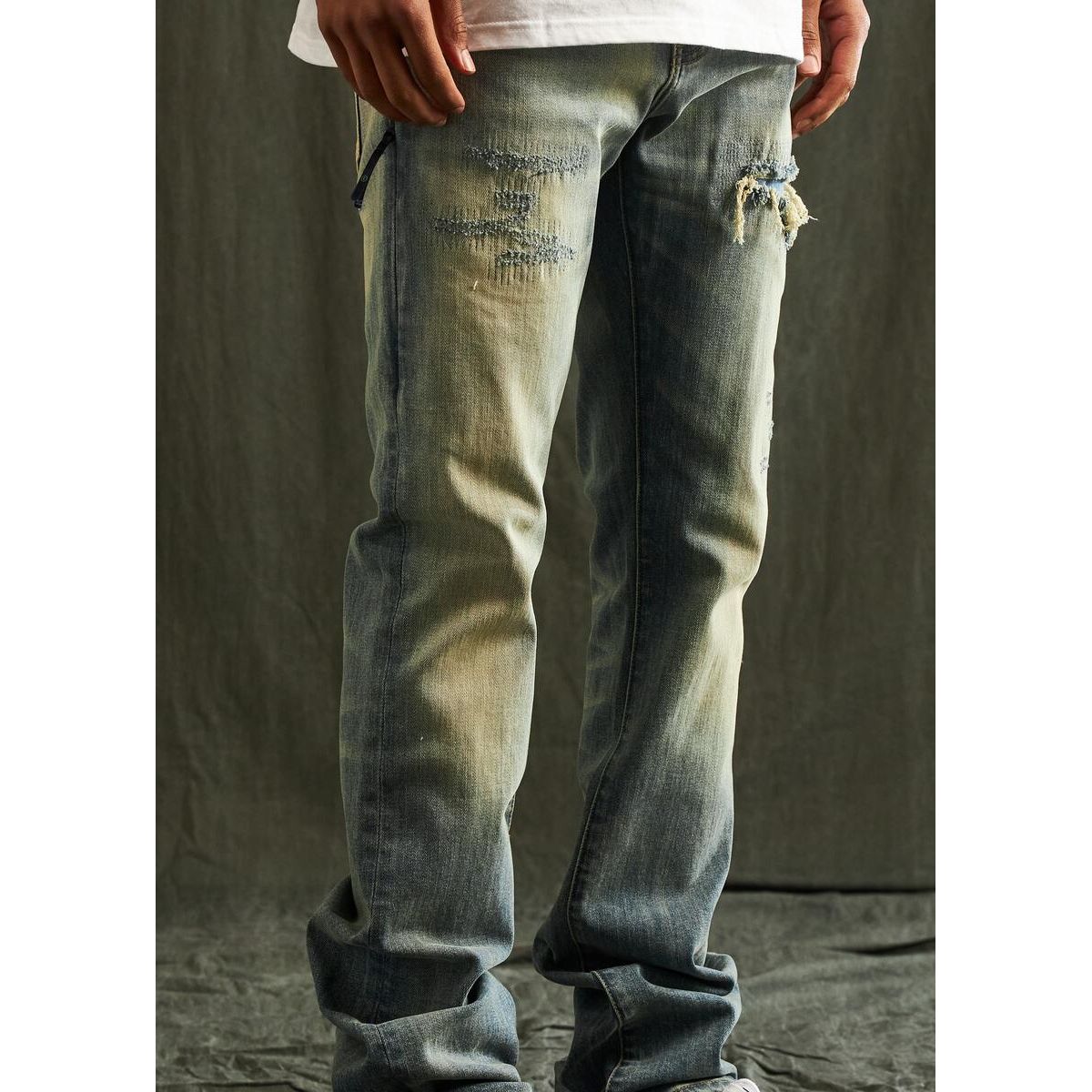 Embellish Jacky Medium Blue Sand Denim Jeans (EMBFALL123-028)