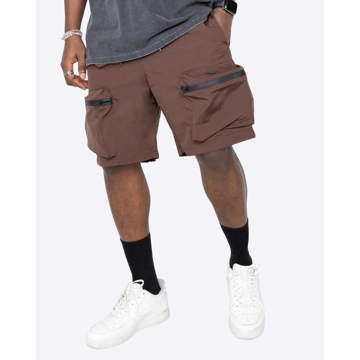 Brown EPTM Combat Shorts with a relaxed fit and comfortable fabric blend