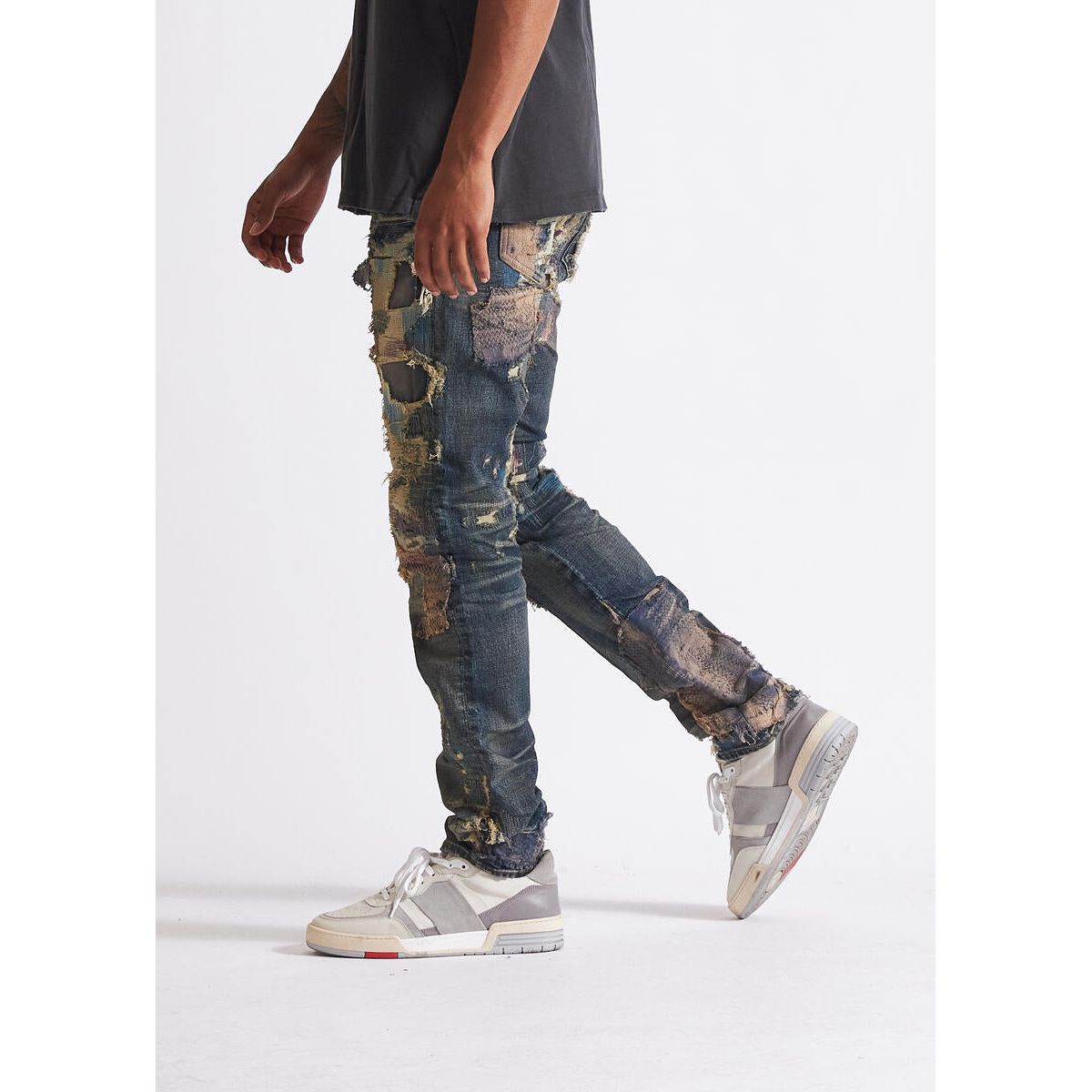 Embellish Mendez Dark Blue Ripped Denim Jeans (EMBHOL23-004) showcasing distressed details and stylish design for a fashionable urban look