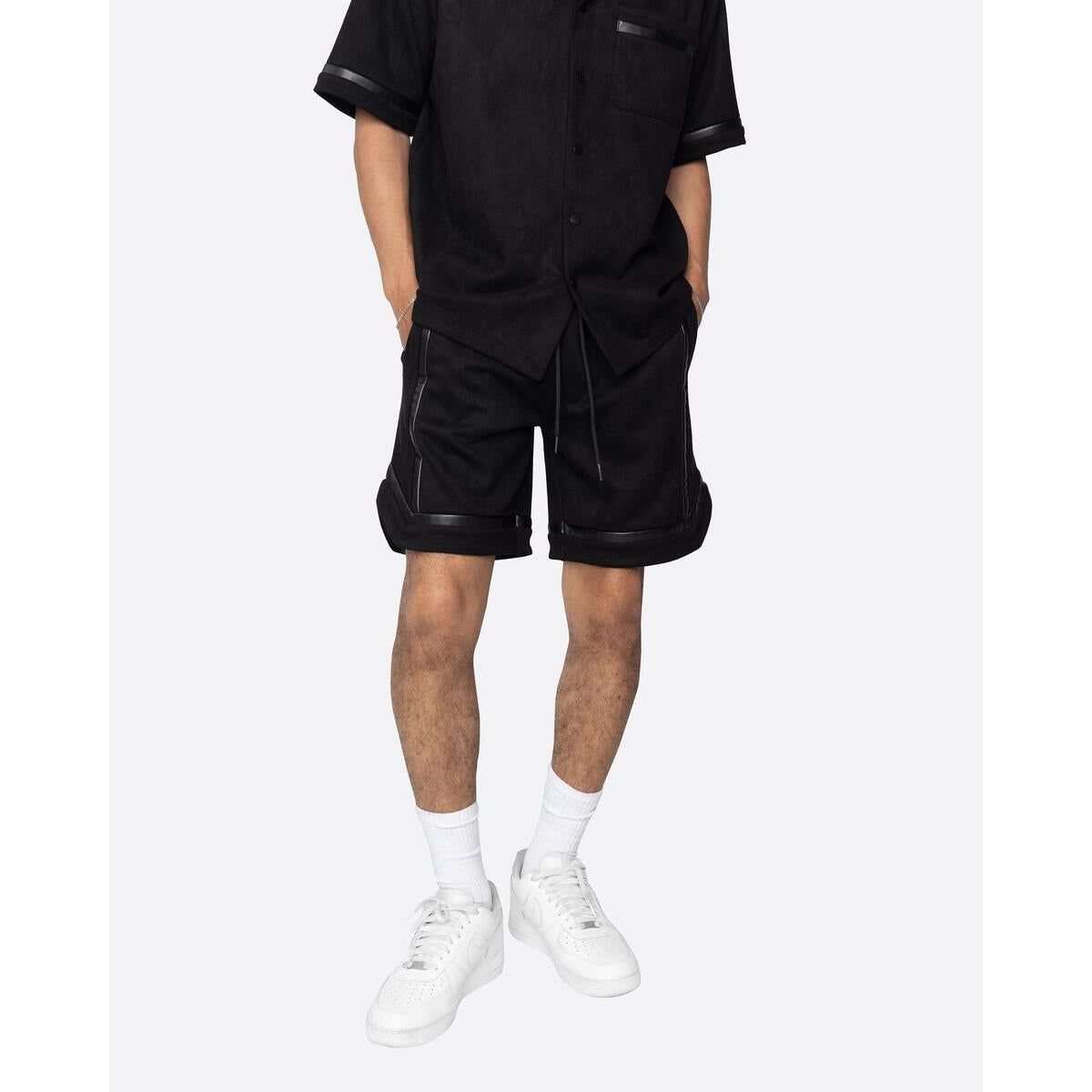 Stylish and versatile EPTM Delta Cargo Shorts in black with side view