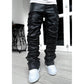 Guapi All Black Super Stacked Leather Pants