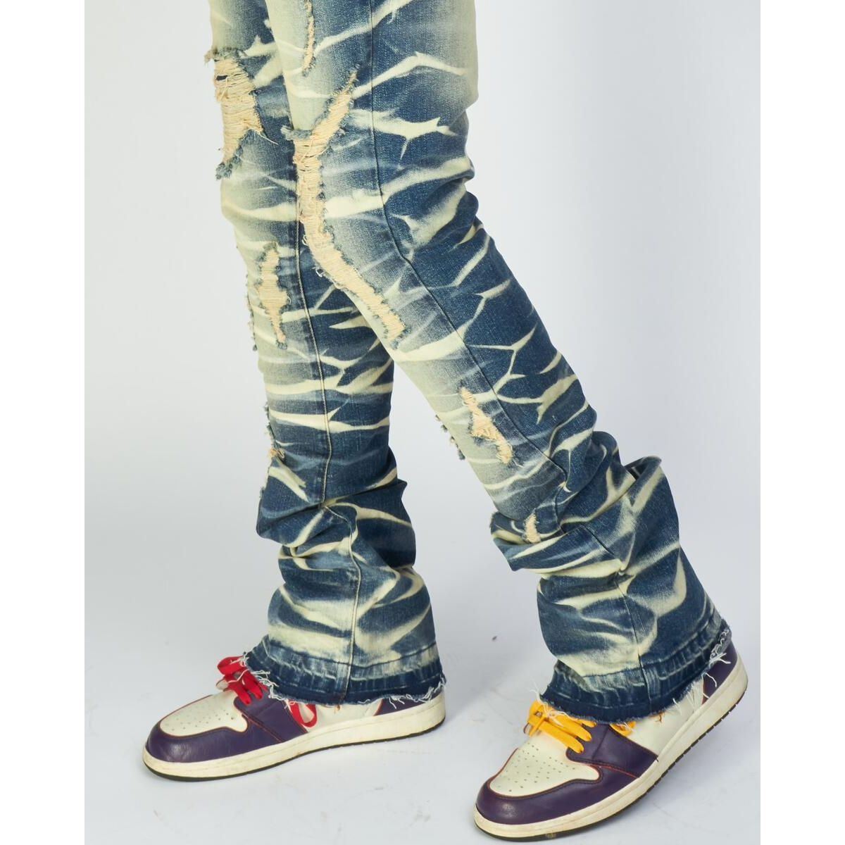 PLTKS X-Ray Blue Super Stacked Cargo Denim (Marcel508) - Men's fashion denim with cargo pockets and a super stacked silhouette in a stylish x-ray blue wash