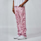 Homme + Femme Twilight Pink Denim Jeans with frayed hems and belt loops