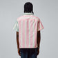Homme + Femme Paneled Corduroy Striped Button Shirt - Green/Pink