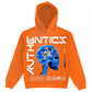 Authentics Brain Power Hoodie in vibrant orange with bold graphic print and comfortable fit for active lifestyle 