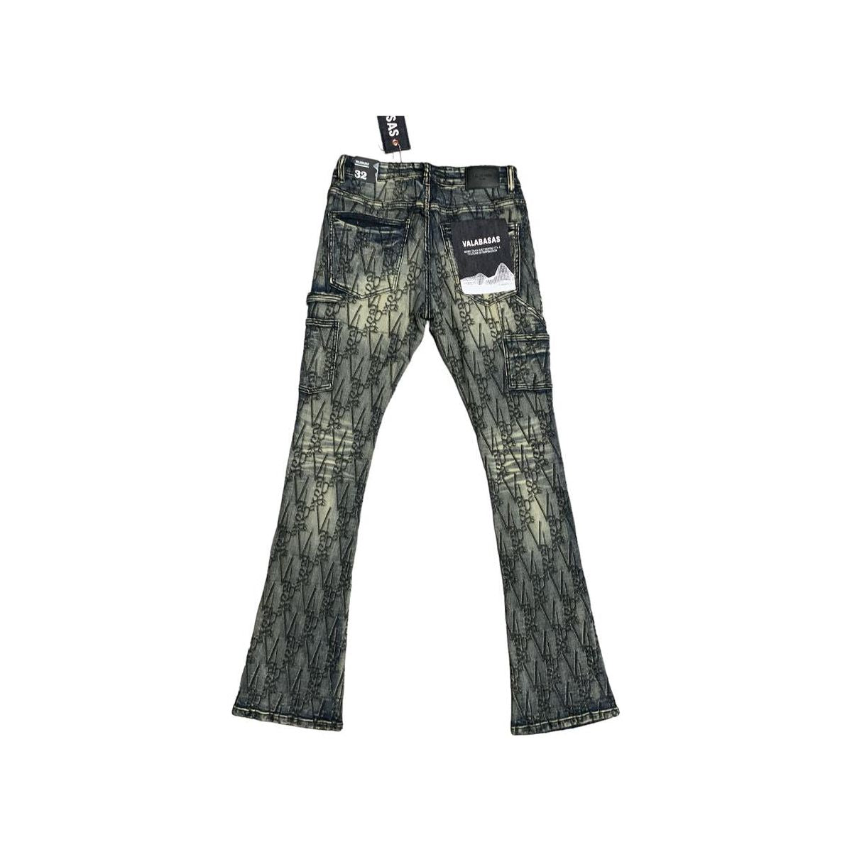 Valabasas "V-Scrawl" Black Blue Stacked Denim Jeans