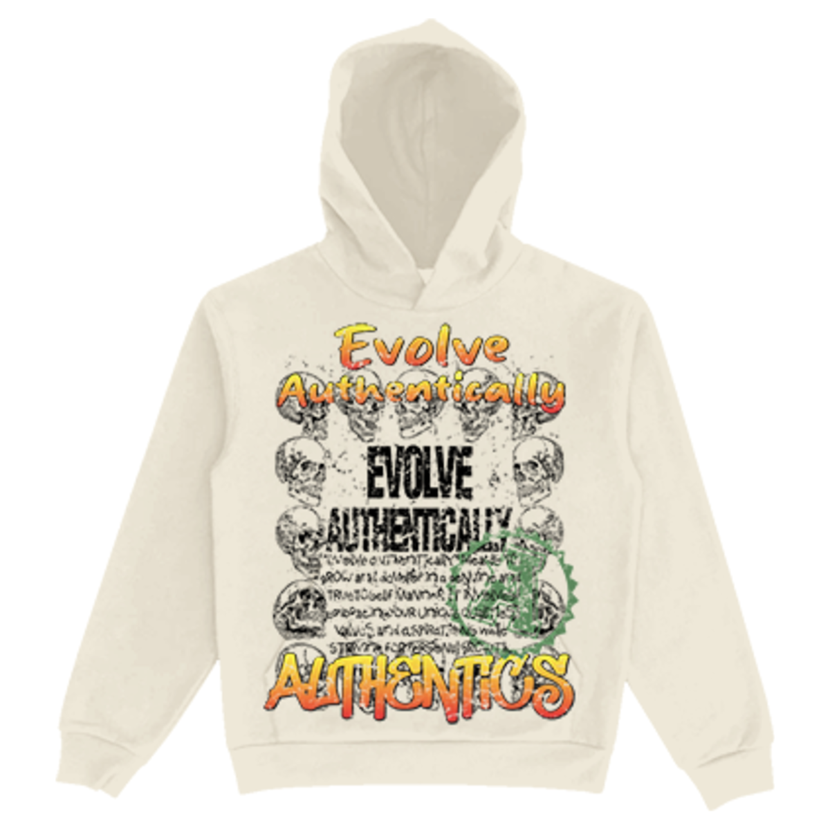 Authentics Evolve Hoodie in Cream, a cozy and stylish addition to your wardrobe, featuring a relaxed fit and soft, high-quality fabric