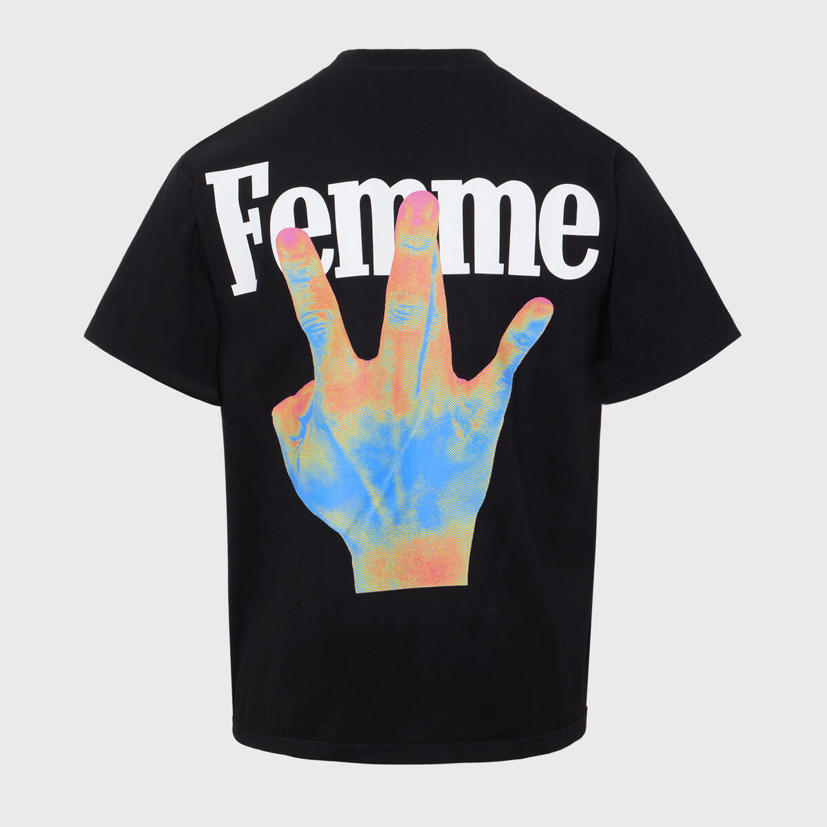 Homme + Femme "Twisted Fingers" Black Tee - Infrared