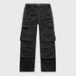 Homme + Femme Bourne Cargo Pants - Black for men, front view with multiple pockets and adjustable waistband