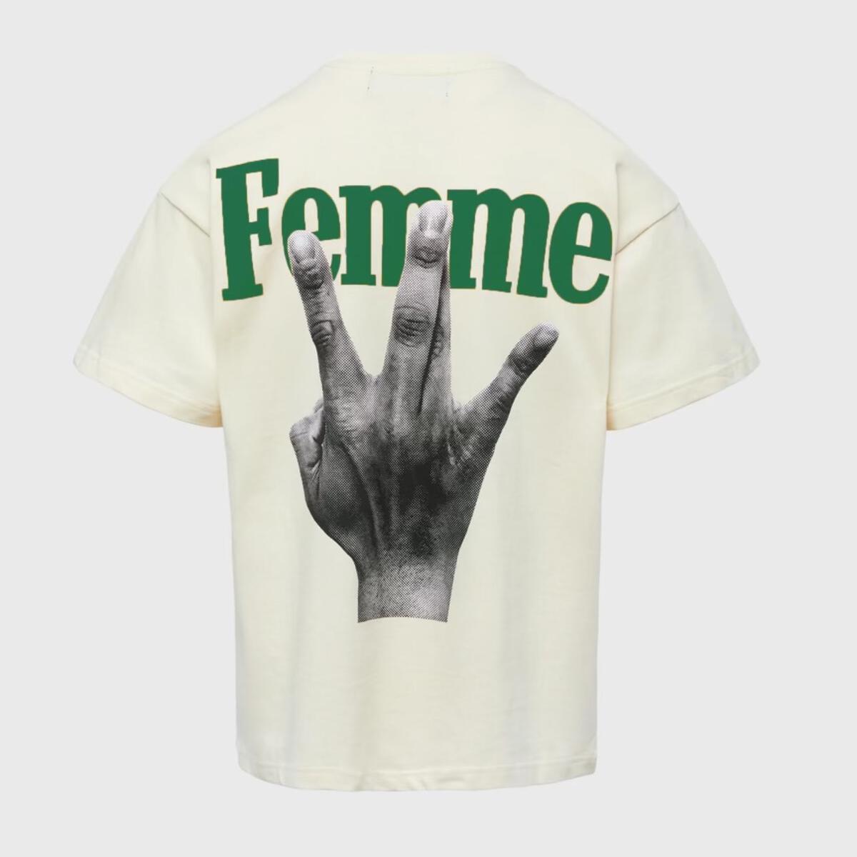 Homme + Femme "Twisted Fingers" Cream Tee - Red/Green