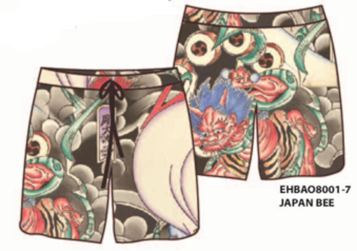 Colorful Ed Hardy Japan Bee Print Shorts with a multi-colored design