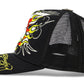 Stylish and edgy Ed Hardy trucker hat with intricate fire skull embroidery