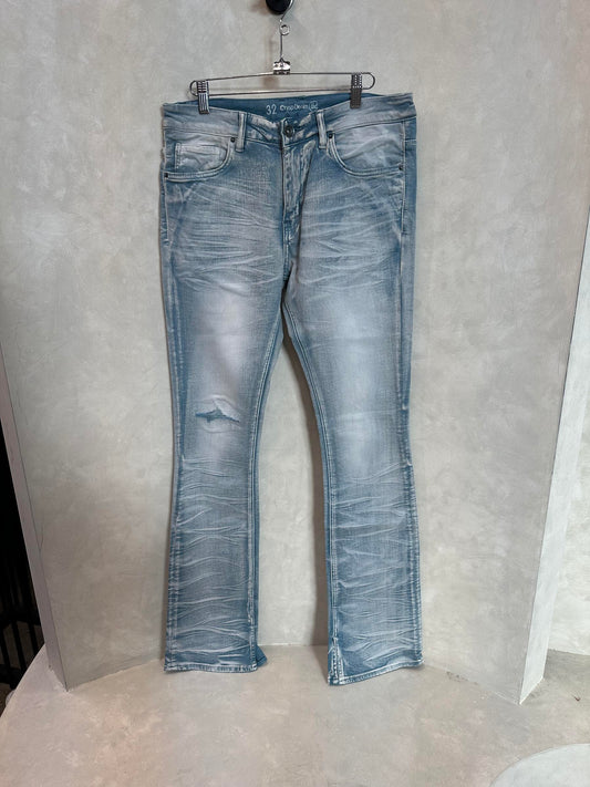 Crysp Denim Arch Marble Wash Stacked Denim Jeans (CRYSPR241-004)