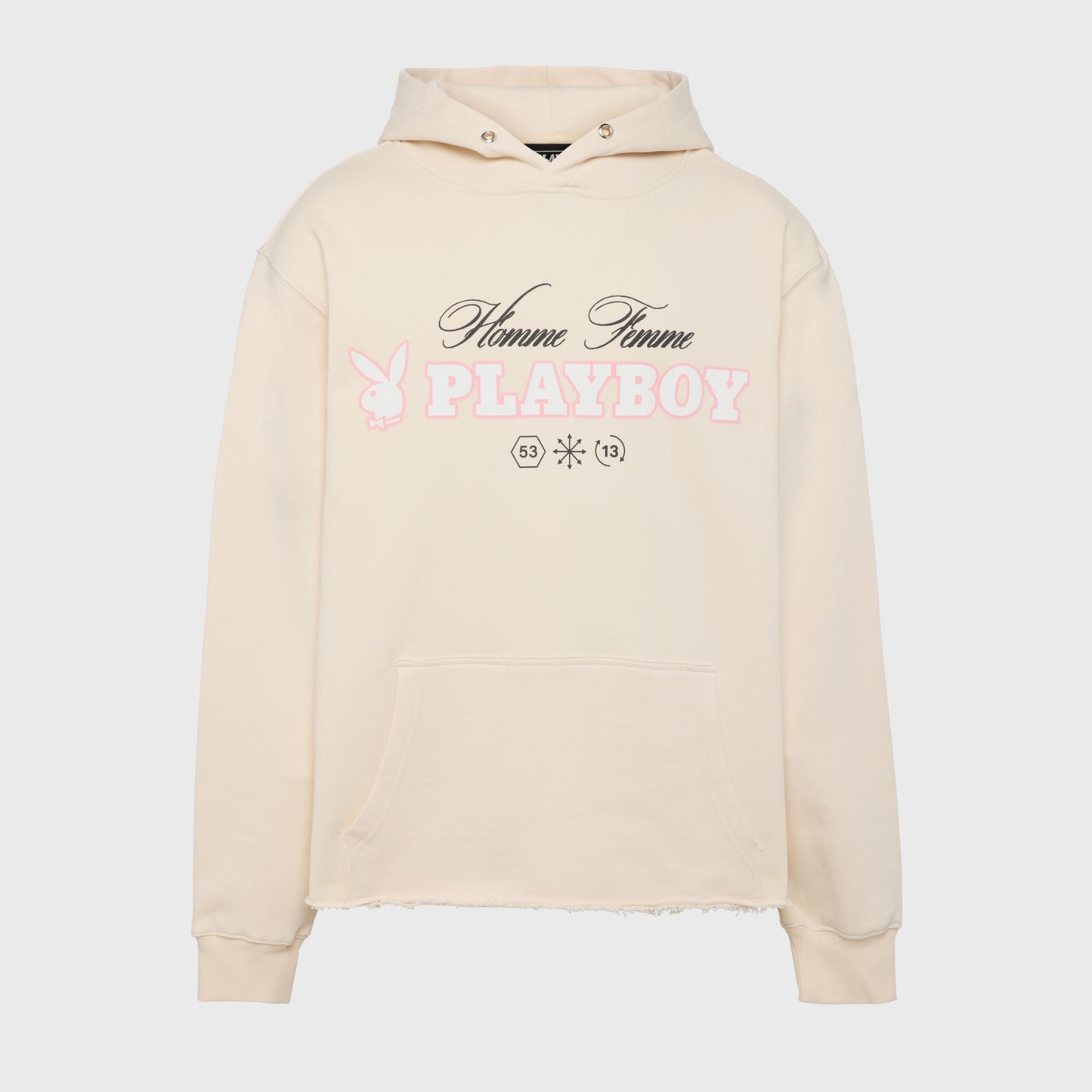 Stylish cream and pink Icon Hoodie by Homme + Femme for men and women, perfect for casual, everyday wear