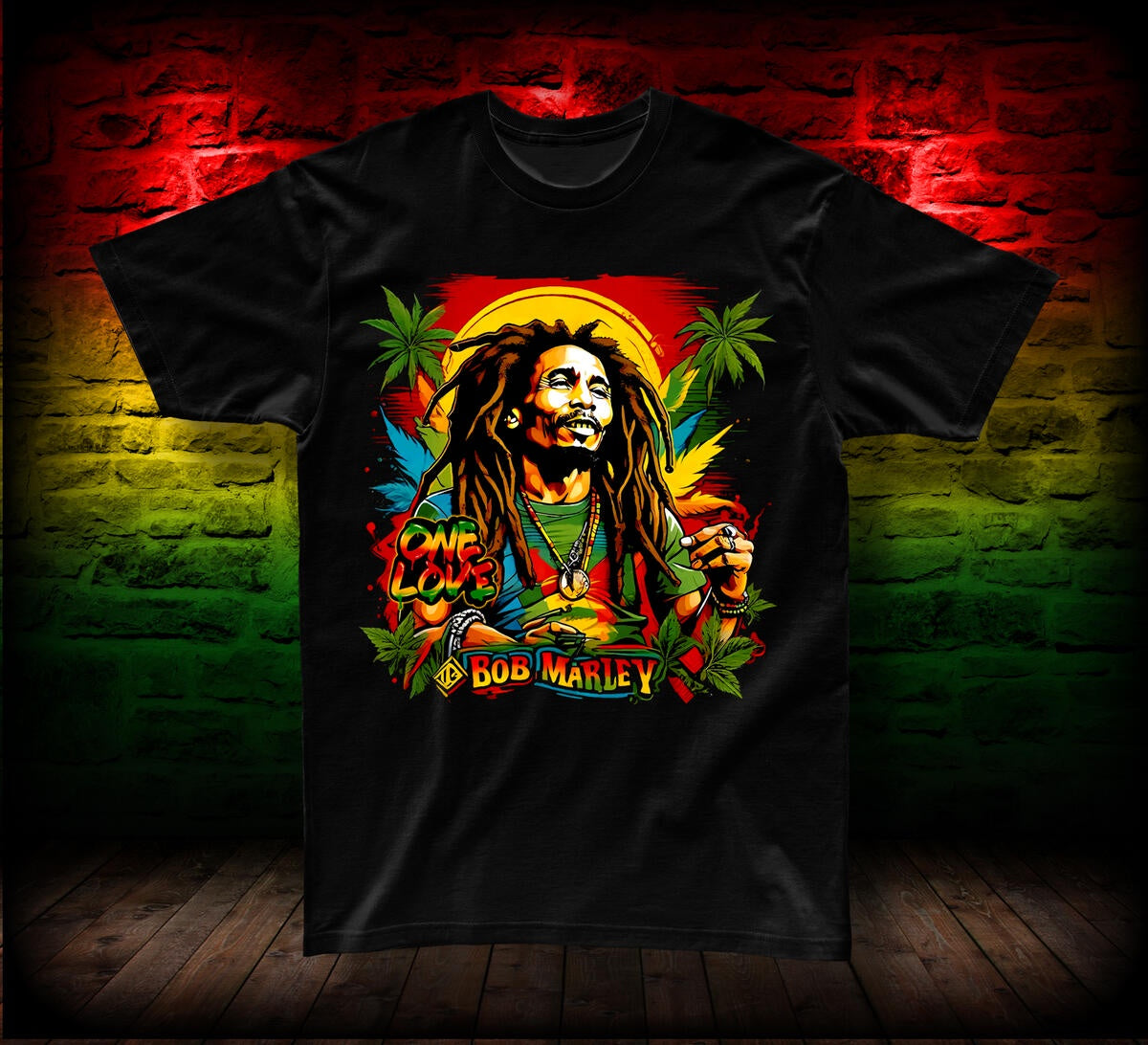 Black tee with 'B Marley' design, part of the Game Changers collection