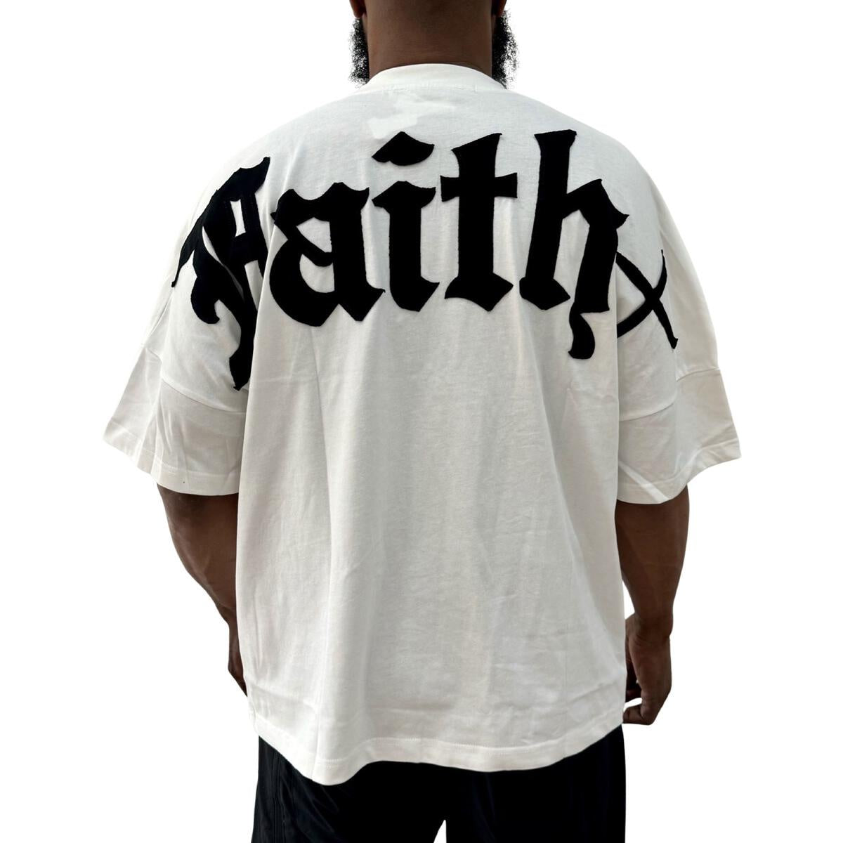 White Faith+Figures Faith+ Jumbo short sleeve T-shirt with bold graphic print on front