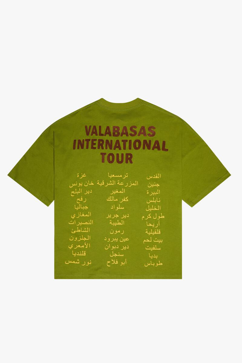 Valabasas Journey Grass Green Oversized Tee - Front view of the oversized tee with a crew neckline and loose fit in a vibrant grass green color