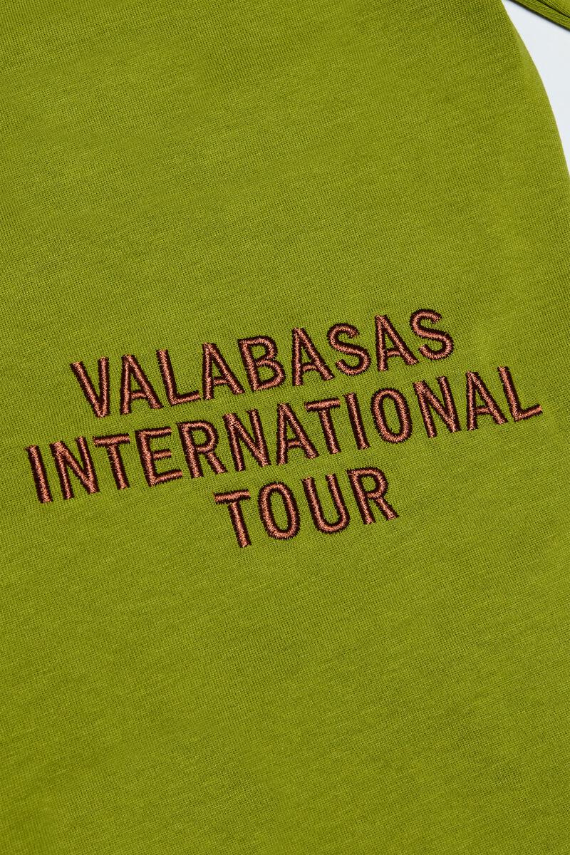 Valabasas Journey Grass Green Oversized Tee - Close-up of the soft, comfortable fabric with a relaxed, laid-back style perfect for casual wear