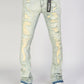 Light vintage blue distressed denim 'Politics Jeans' with stacked design (Uzi505)