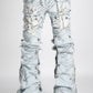 Guapi Aqua Blue Stacked Premium Denim Jeans with distressed detailing and slim fit