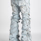 Fashionable Guapi Aqua Blue Stacked Premium Denim Jeans with high-rise waist and vintage look