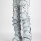 Versatile Guapi Aqua Blue Stacked Premium Denim Jeans with ankle-length silhouette and trendy raw edge