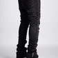  Side angle of Guapi Iron Grey Stacked Zipped Denim Jeans showing the stacked design