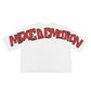 Fashionable white cropped tee featuring oversized monster graphic