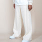 Cream fleece pants with inside drawstring and elastic waistband