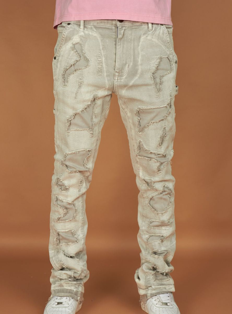 Front view of Politics Jeans Wagner Grey Denim on male model