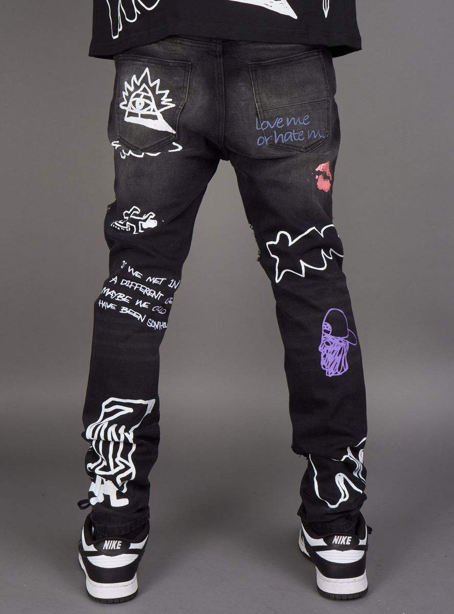 Politics Jeans Keeper Patchwork Skinny Black Denim (KEEPER361)