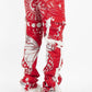  High-quality fabric and craftsmanship of Guapi Blood Red Tapestry Pants for long-lasting wear