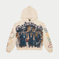 Godspeed Dream Team '24 Hoodie in Bone, crafted from 500 gsm french terry washed fabric, featuring a striking digital art piece